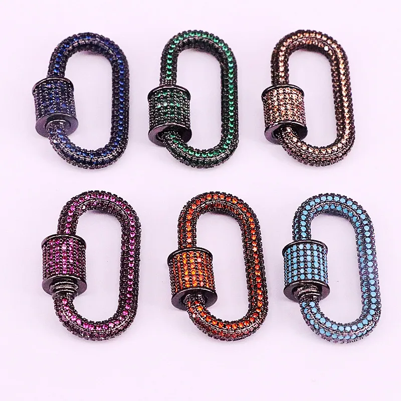 

4Pcs, New Colorful CZ Micro Pave Oval Clasps, Cubic zirconia Clasp, Jewelry Findings