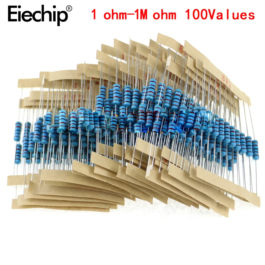 1000Pcs/lot 100Values * 10Pcs 5% 1W resistor pack set Metal Film Resistor diy Assorted Kit 1 ohm~ 1M ohm Range samples 1R-1M Ohm