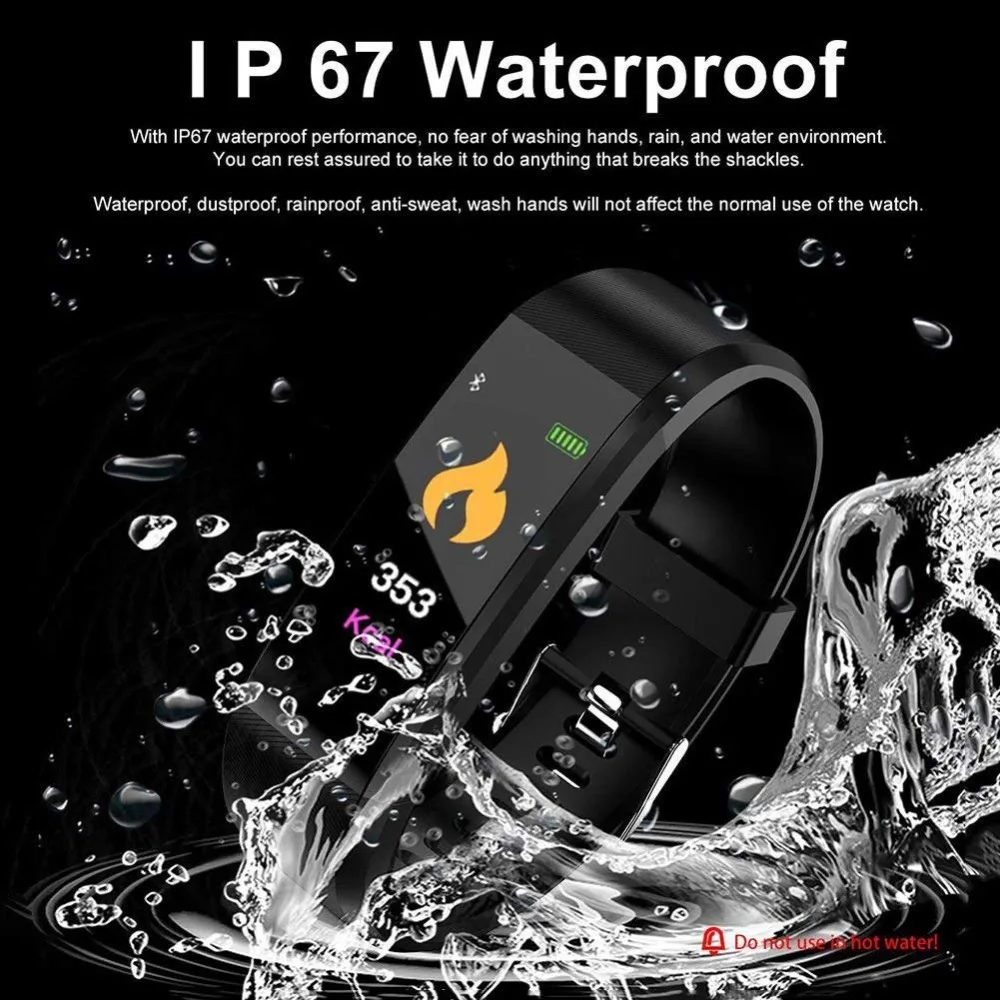 Waterproof Sports Smartwatch para homens e mulheres, pulseiras fitness, freqüência cardíaca, pedômetro, pulseira