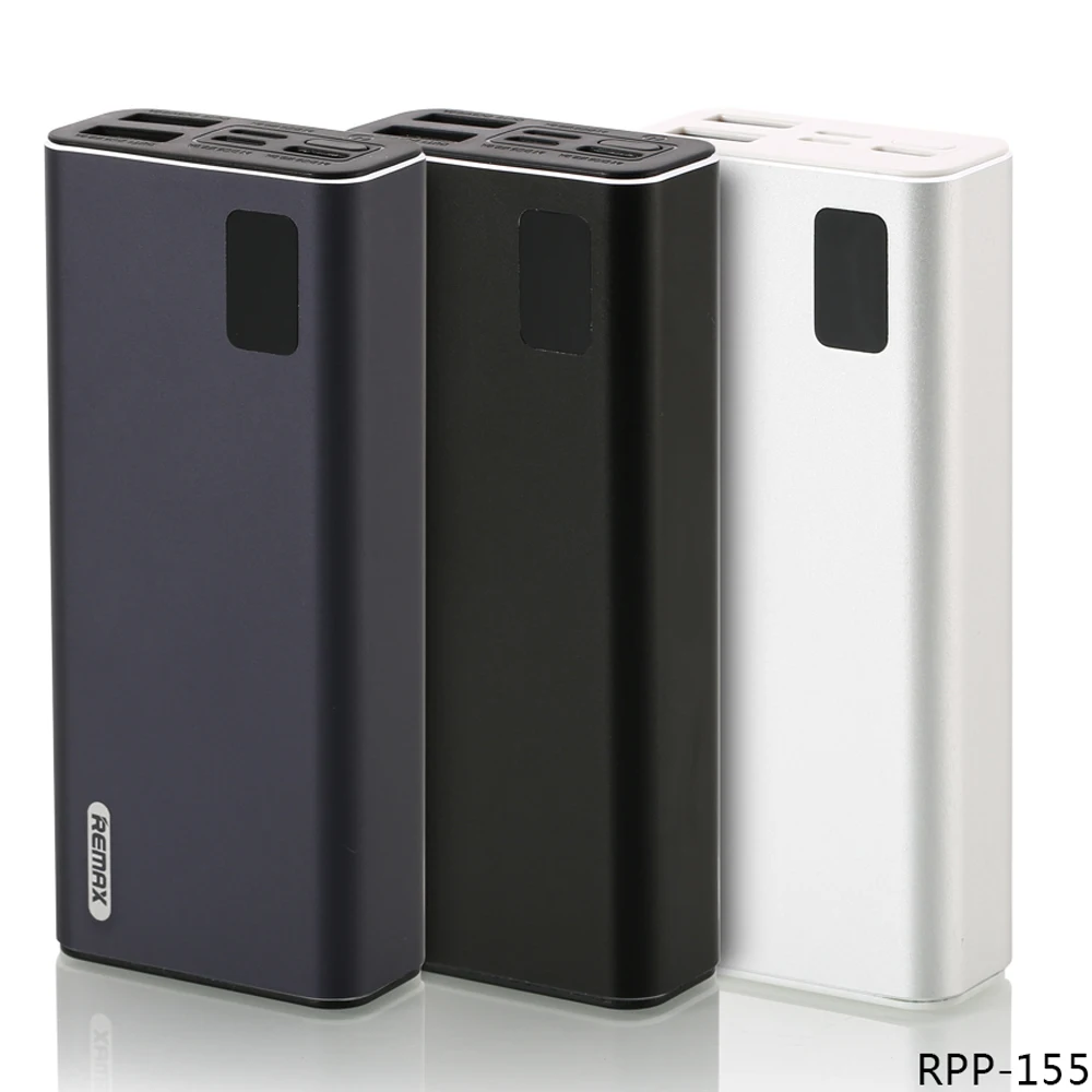 REMAX RPP-155 Powerbank, portable external battery with Type-C input, Micro and Lightning, with 2 USB outputs of 2A