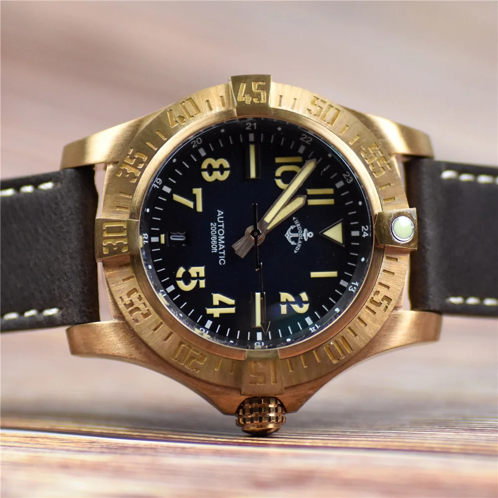 Hruodland 2025 Neue Mechanische Männer Uhren NH35 43mm Bronze Sapphire Kristall 200 m Wasser Widerstand Reloj Hombre