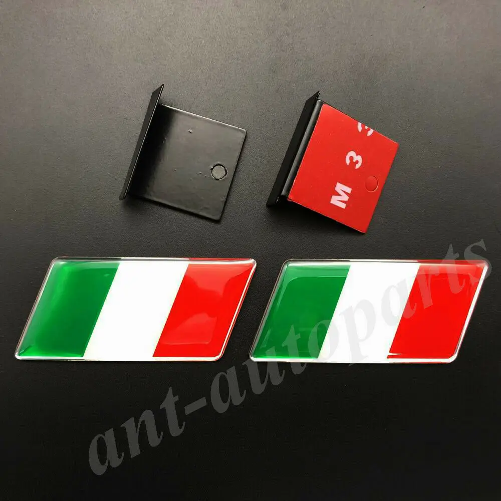 

2x Italy Italian Flag Car Front Grille Grill Emblem Badge Decals Sticker