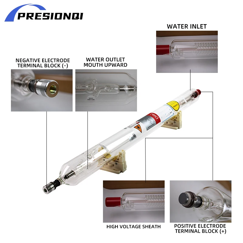 Reci w2 90w-diâmetro 80mm do comprimento 100mm do tubo do laser do co2 de 1250 w