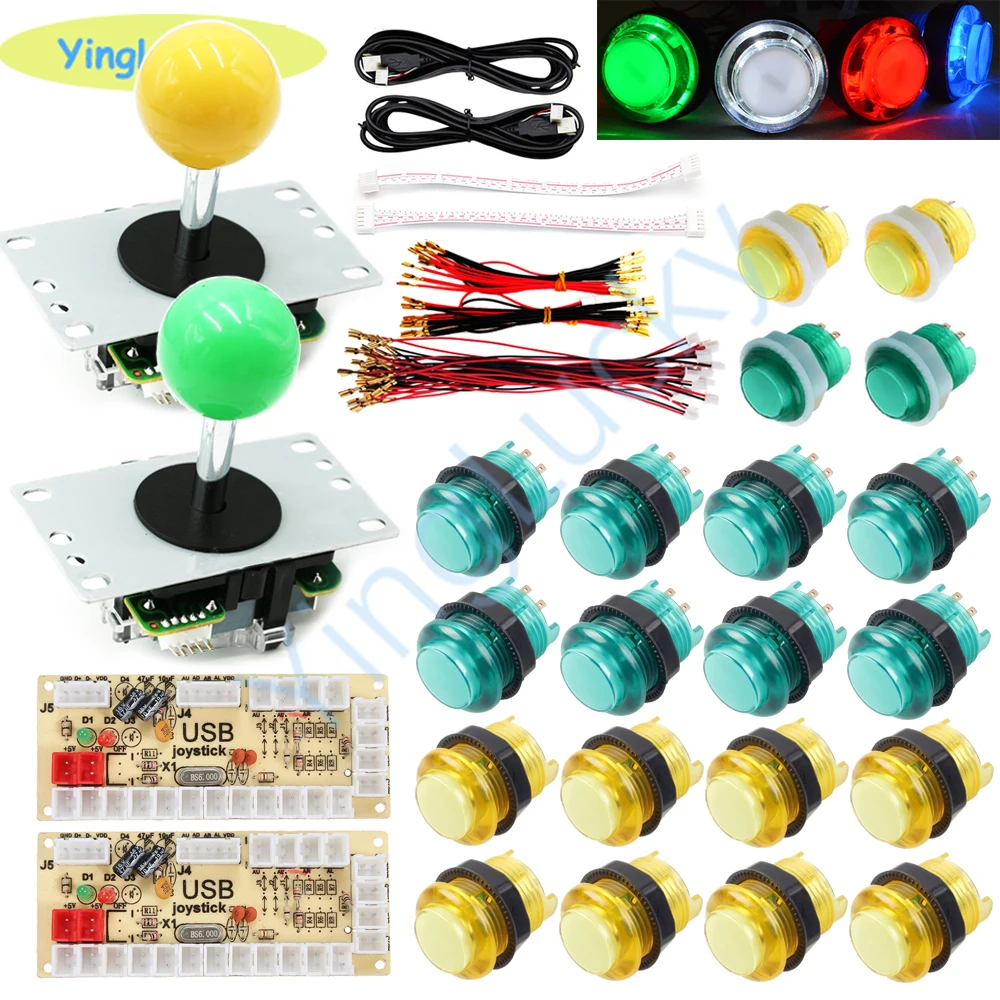 Arcade cabinet DIY kit with 5V led arcade push button arcade stick Zero Delay USB encoder to Video game PC / Raspberry Pi