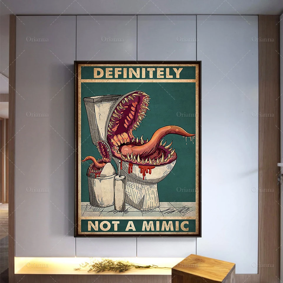 Definitely Not A Mimic Poster Dice Game Poster Halloween Living Toilet Decor Poster Wall Art Prints Canvas Unique Gift