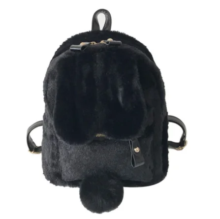 Mini Furry Fluffy Plush schoolbag Rabbit Ear Backpack cute Girls Shoulder Bag Winter Women\'s Travel Bag Children Plush Bag