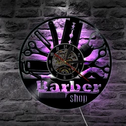 Hairdresser Vinyl Record Wall Clock Modern Design Barber Shop Salon Beauty Salon Clocks Barbershop LED Wall Watch Home Decor