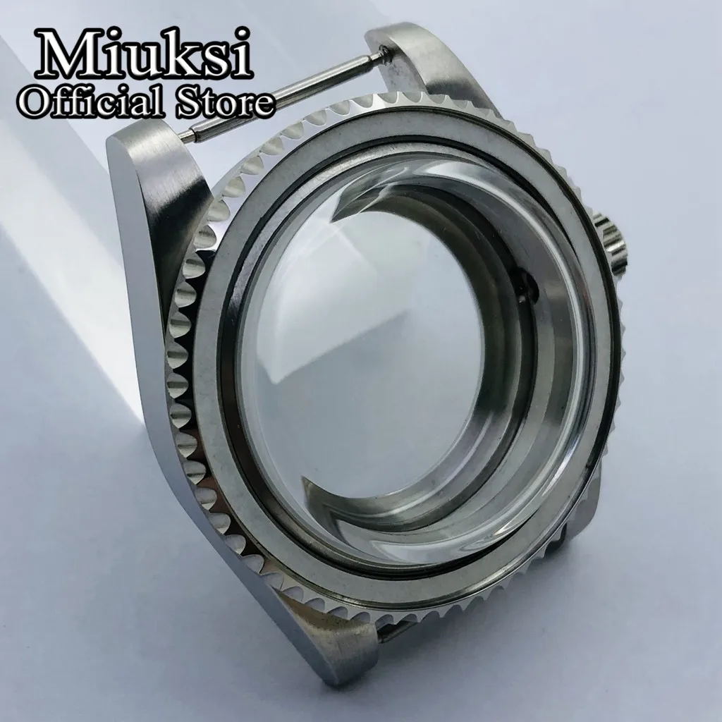 Miuksi 40mm dome glass silver sterile steel case fit NH35 NH36 ETA2824 2836 Miyota 8205 8215 821A Mingzhu DG2813 3804 movement