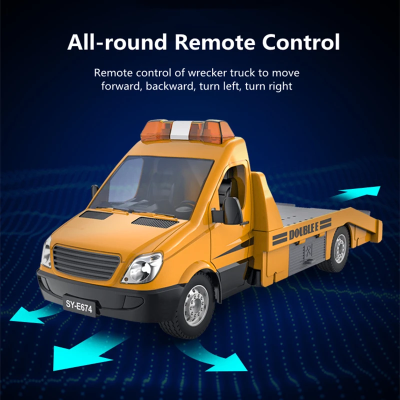 Simulation Road Wrecker RC Car Telescopic Tail Plate Removing Wheel Chocks Sound Light Combination All-round Control Kids RC Toy