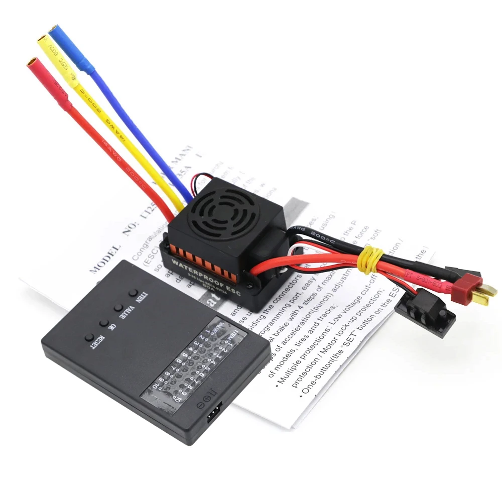 Motore brushless impermeabile 3650 3900KV 3.175mm 900W e 60A 2-3S 5.5V/3A BEC ESC e scheda programmatore per buggy per auto RC in scala 1/10