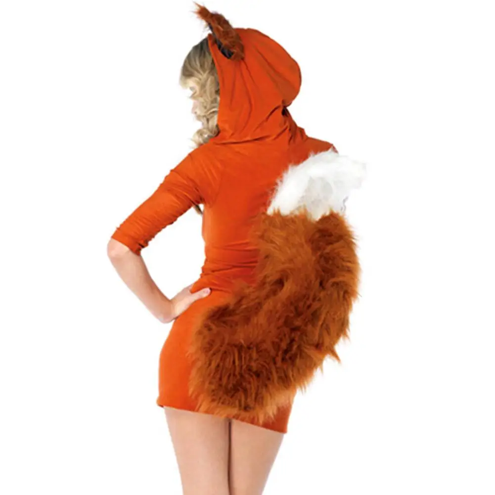 Cartoon Fox Cosplay Costume Dress With Hoodies Kawaii Outwear Game Uniform Role Playing Costume For Halloween Party Women Girl