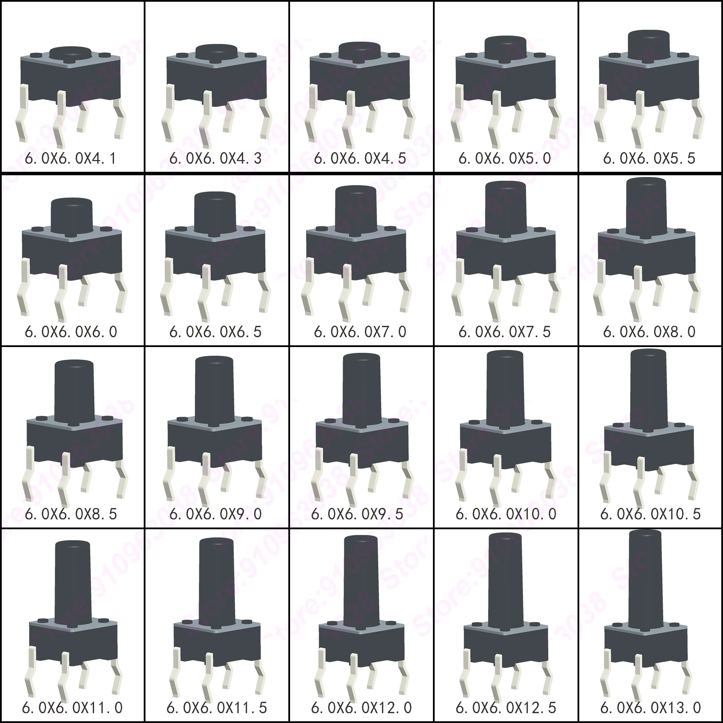 50 Stk 6x6x7.3mm DIP Taster Druchschalter Schalter Drucktaster Push press Momentary Button key switch 4pins