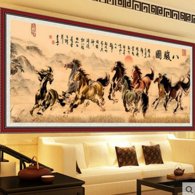 

Diamond Embroidery Mosaic Painting Cross Stitch Full 8 Running Horses Xu Beihong's Ink Painting DIY 5D/3D Sale Decoration Gift