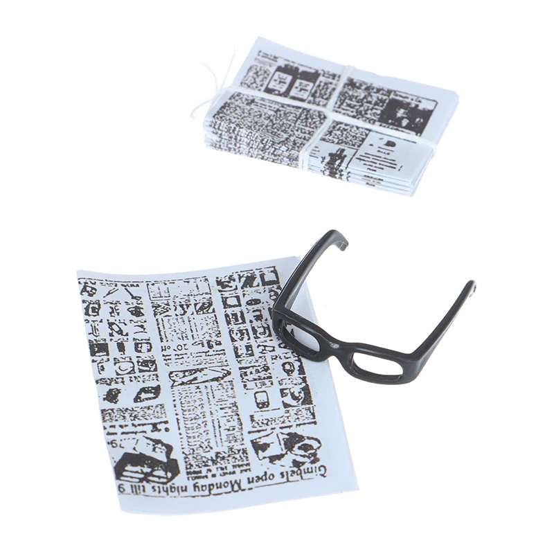 

1:12 Dollhouse Miniature Mini Newspaper Glasses Model Doll House Furniture Toy Accessories New