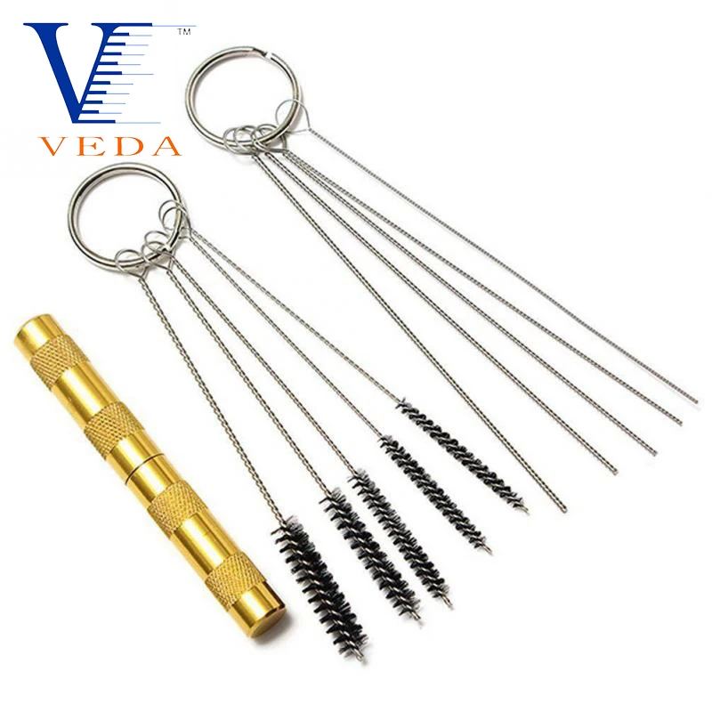Kit de limpeza de bico de agulha, aço inoxidável, ferramenta de reparo de pistola de pulverização, para pintura corporal, tatuagem, aerógrafo, ferramenta de limpeza