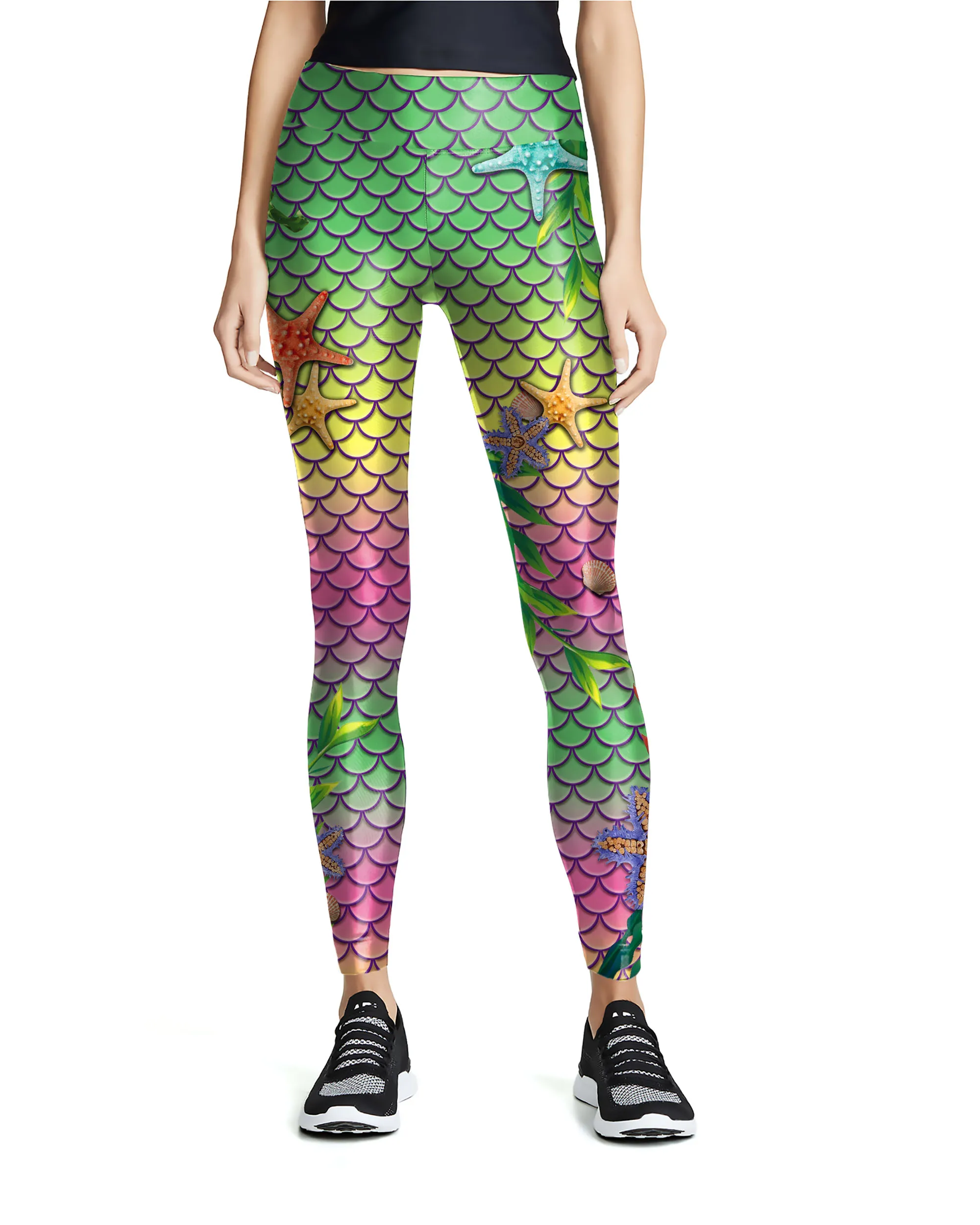 Leggings con estampado 3D de sirena para mujer, pantalones ajustados de calle, mallas deportivas informales a la moda, 2021