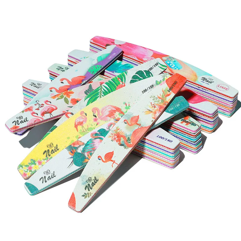 6Pcs Double-Sided Nail Buffer Sandpaper Set Christmas Flowers & Bird Designs Professional 100/180 Grit Manicure Tools