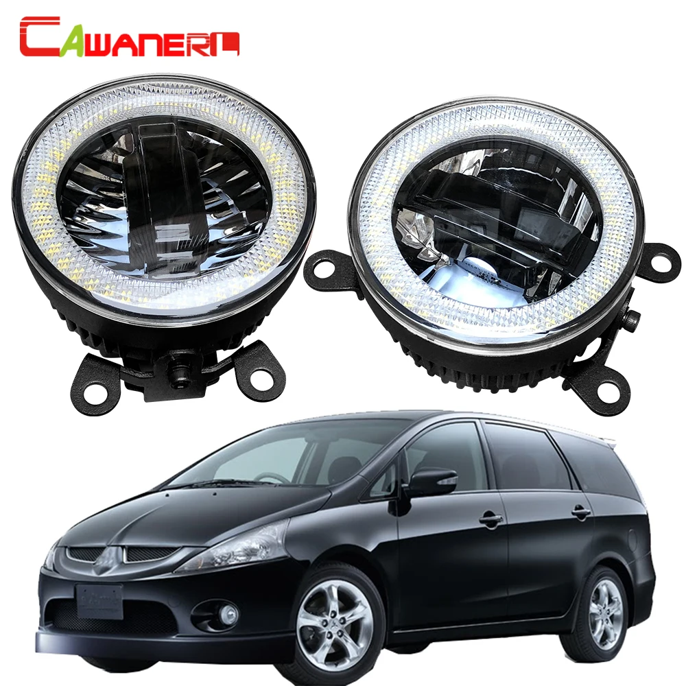 Cawanerl Car 3000LM LED Lamp Fog Light + DRL Daytime Running Light Angel Eye 12V For Mitsubishi Grandis NA_W MPV 2004-2011