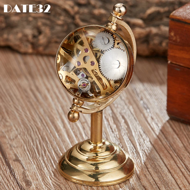 Collection Mechanical Pocket Watch Antique Stand Skeleton Smooth Ball Face Roman Numeral Dial Male Fob Chain Clock for Men Women