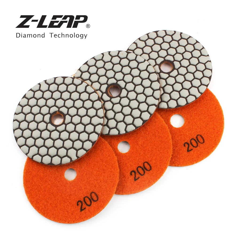 

Z-LEAP 6pcs 4" 100mm Diamond Polishing Pad Kit Marble Granite Ceramic Buffing Wheels Flexible Dry Sanding Disc For Angle Grinder