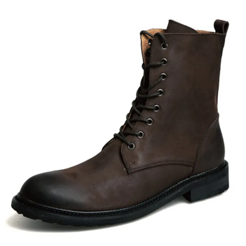 Martin Boots Tide Shoes Men's Shoes Fall High Boots Workers Velvet Desert Boots Retro leather Army Boots.