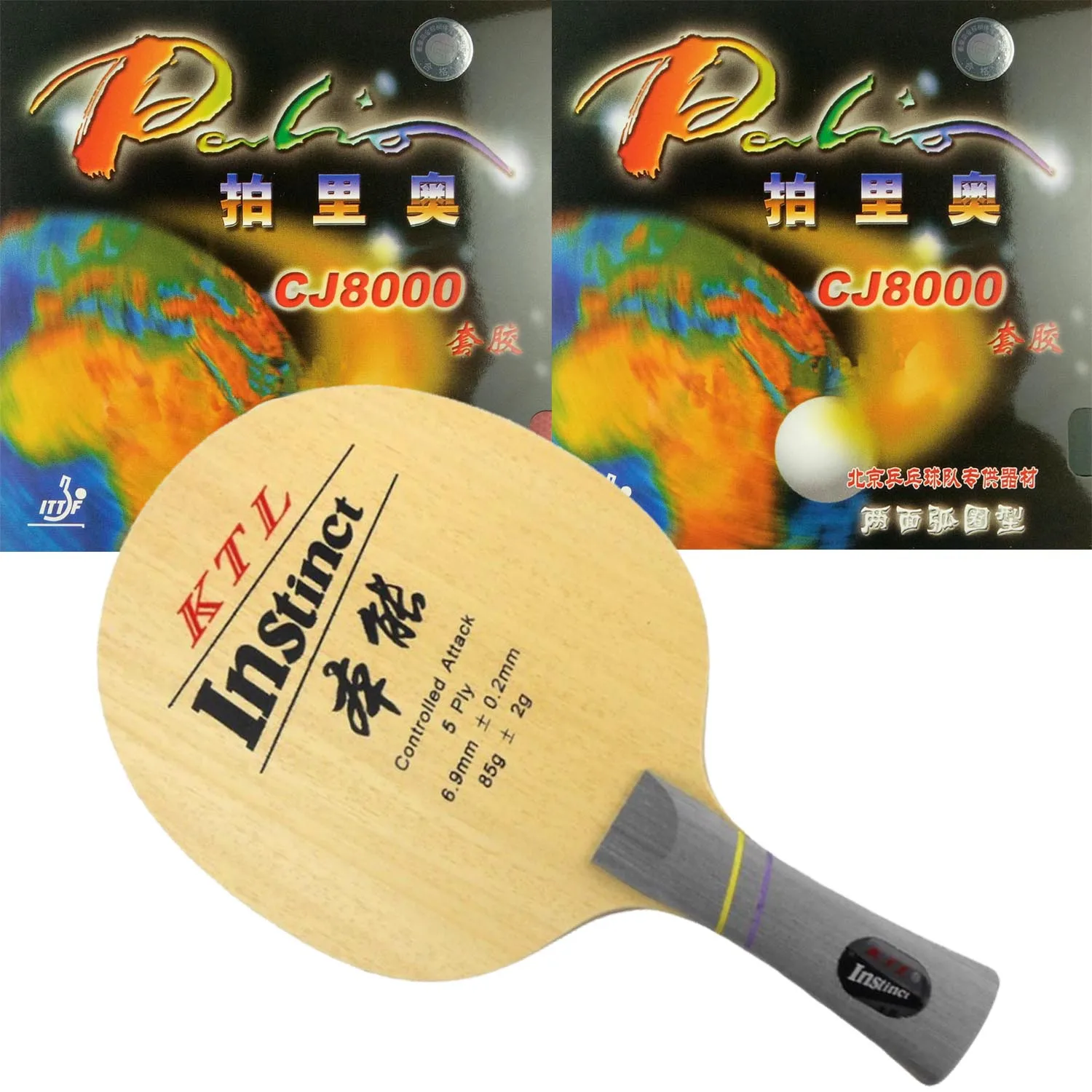 

Pro Combo Racket KTL Instinct Лезвие для настольного тенниса с 2 предметами Palio CJ8000 Pips-In Rubber с твердостью губки: 36-38