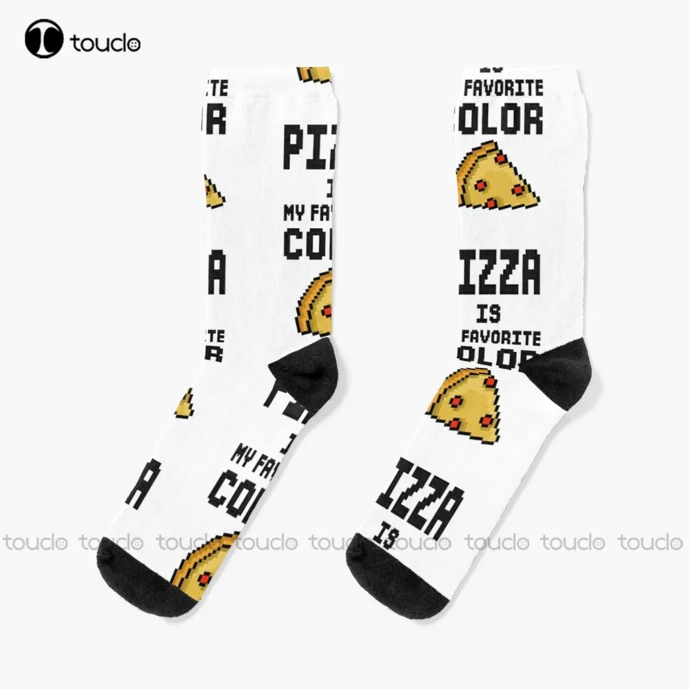 

Pizza Is My Favorite Color Socks Yellow Socks Personalized Custom Unisex Adult Teen Youth Socks 360° Digital Print Funny Sock