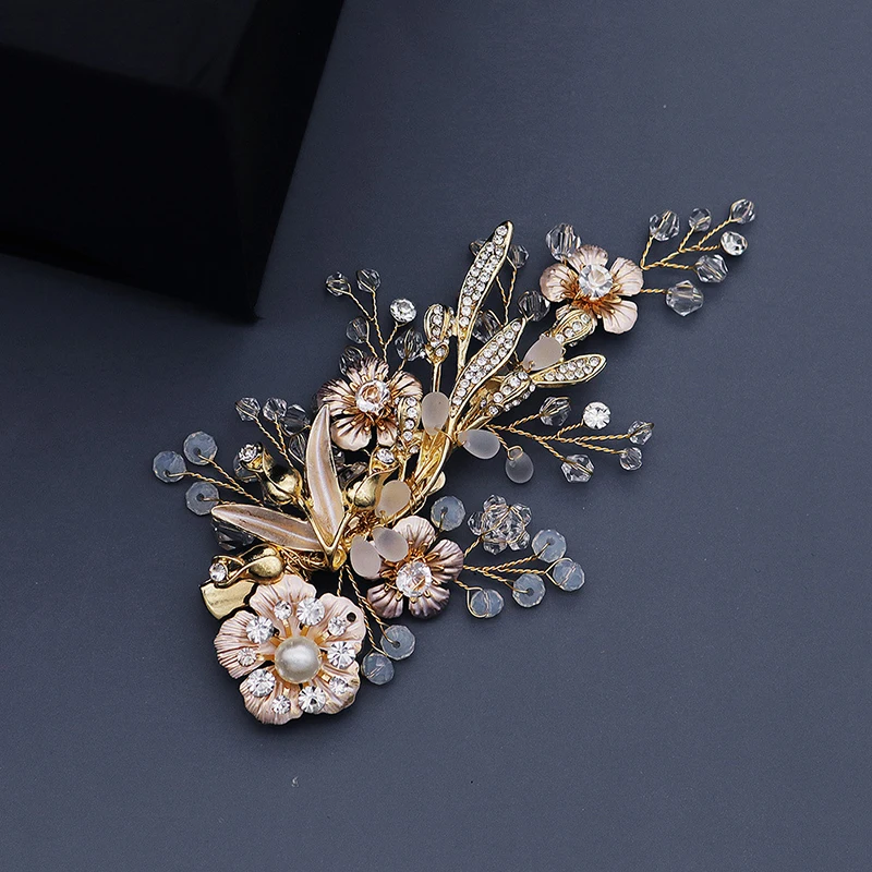 Hair Ornaments Wedding Fashion Headdress For Bride Handmade Wedding Crown Floral Pearl Hair Accessories