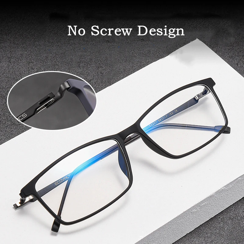 KatKani New Men's Ultra-Light Optical Prescription Eyeglasses Frame Business Full frame Big Face Comfortable Alloy Temples E0207