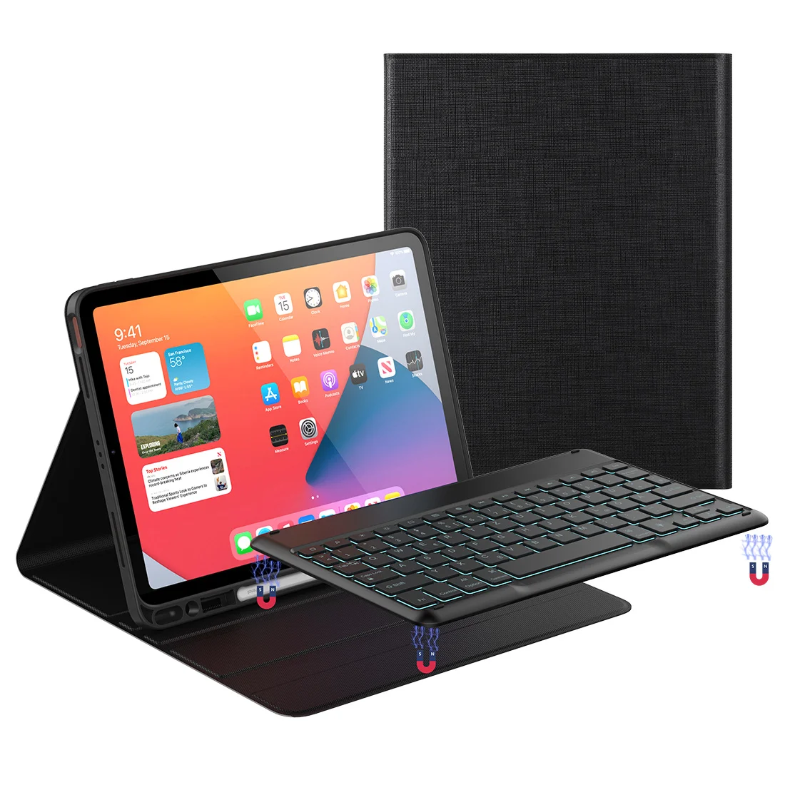 

For Apple iPad Pro11 2018 2020 Keyboard Case iPad Air 4th 10.9'' Cover German 7color Backlit with Pen Slot Bluetooth Keyboard