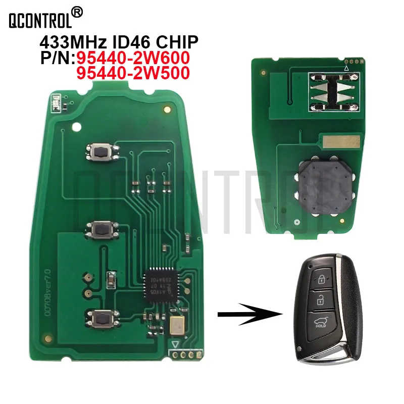 QCONTROL Car Remote Key Circuit Board with ID46 Chip HYUNDAI new Santa fe IX45 with PCF7945 chip 95440-2W600 95440-2W500