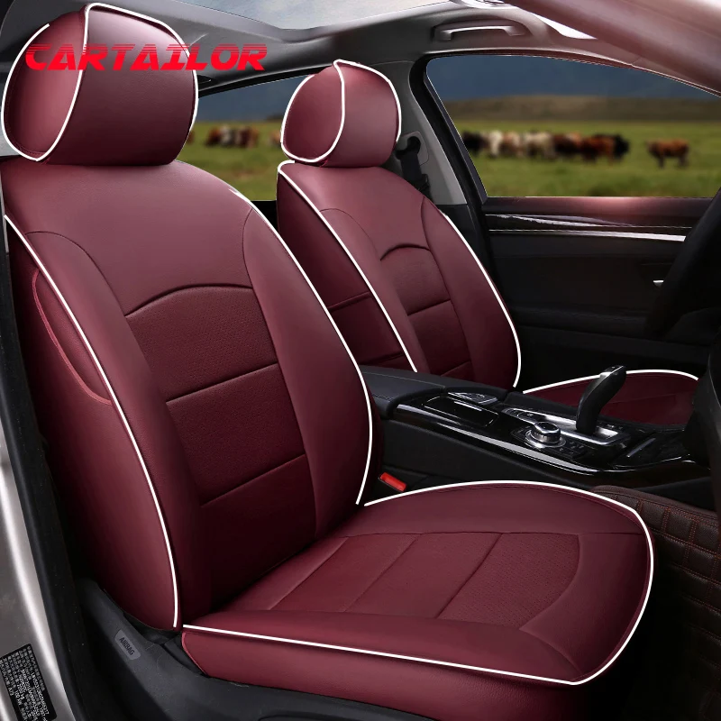 

CARTAILOR Black Cowhide Cover Car Seats Protector for Renault Koleos Leather Car Seat Covers & Supports Interior Accessories Set