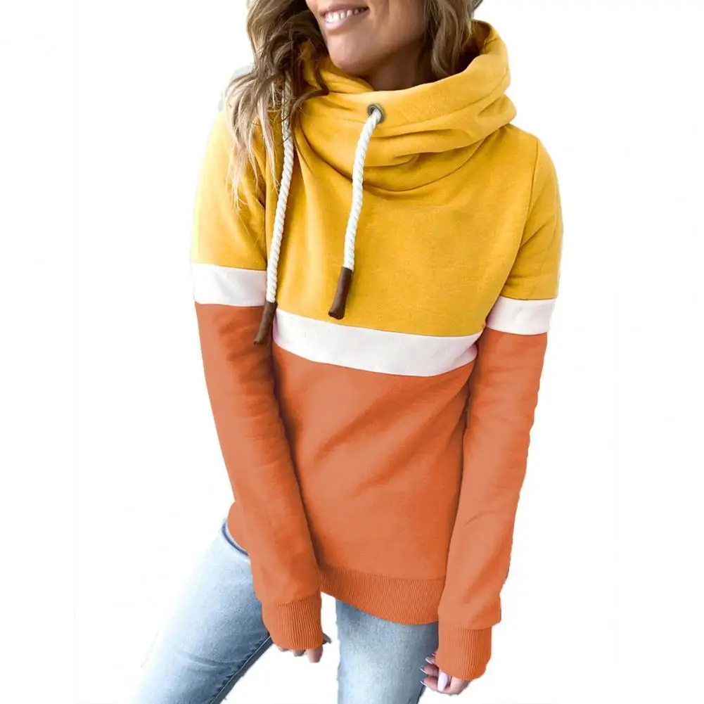 

Oversized Women Hoodies Contrast Color Patchwork Autumn Winter Long Sleeve Drawstring Casual Hooded Sweatshirt Pullover