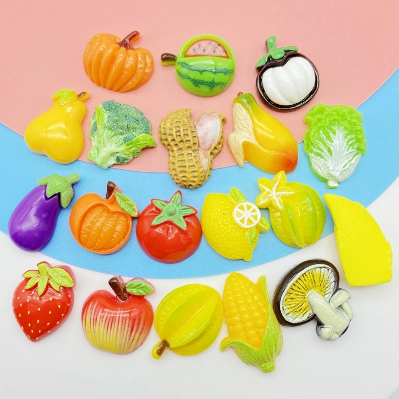 20Pcs Kawaii Cute Mixed Mini Fruit Series FlatBack Resin Cabochons Scrapbooking DIY Jewelry Craft Decoration Accessories G59