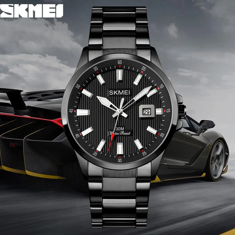 SKMEI Quartz Watches Men Stainless Steel Wristwatch Luxury Fashion Date Watch Men\'s Business Hour Original Design Reloj Hombre