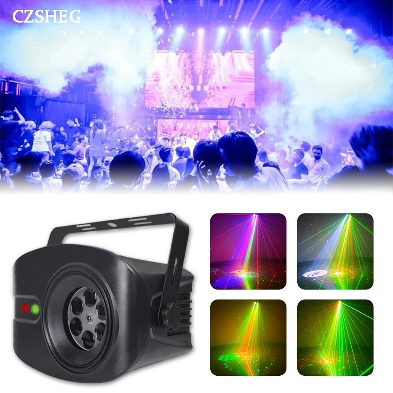 

DJ Disco Light Party Light Voice Music Control dj Laser Projector Light 52 Mode RGB Effect Lamp For Party Bar Home Wedding