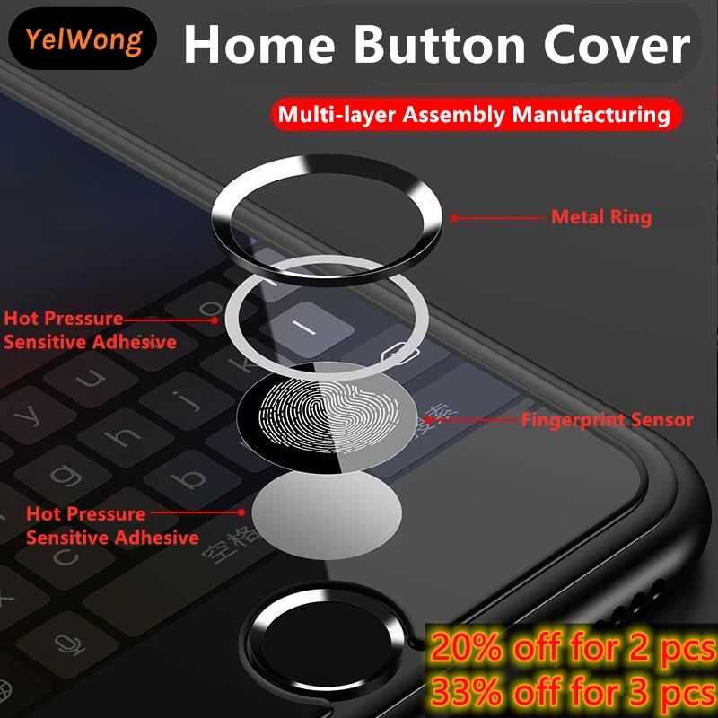 Yelwong Home Button Sticker Voor Iphone 8 7 6 S Gevoelige Home-toets Cover Vingerafdruk Touch Id Key Anti Zweet protector Voor Ipad