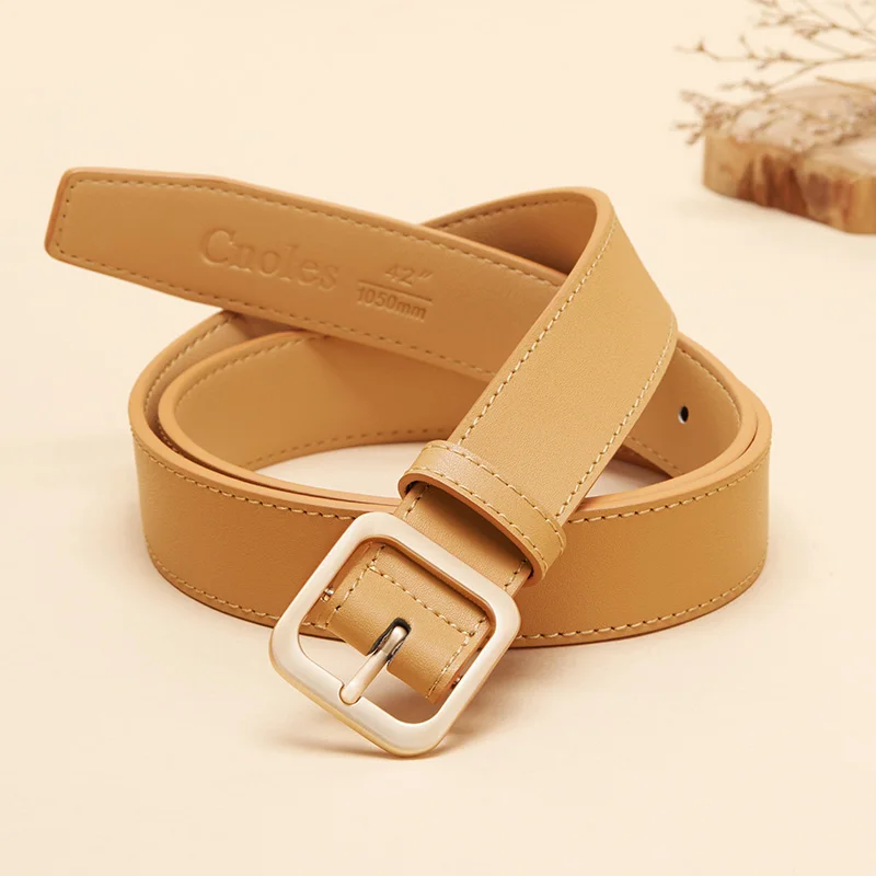 Ceinture de marque en cuir véritable pour femme, de bonne qualité, tendance, avec boucle ardillon, pour robe en jean