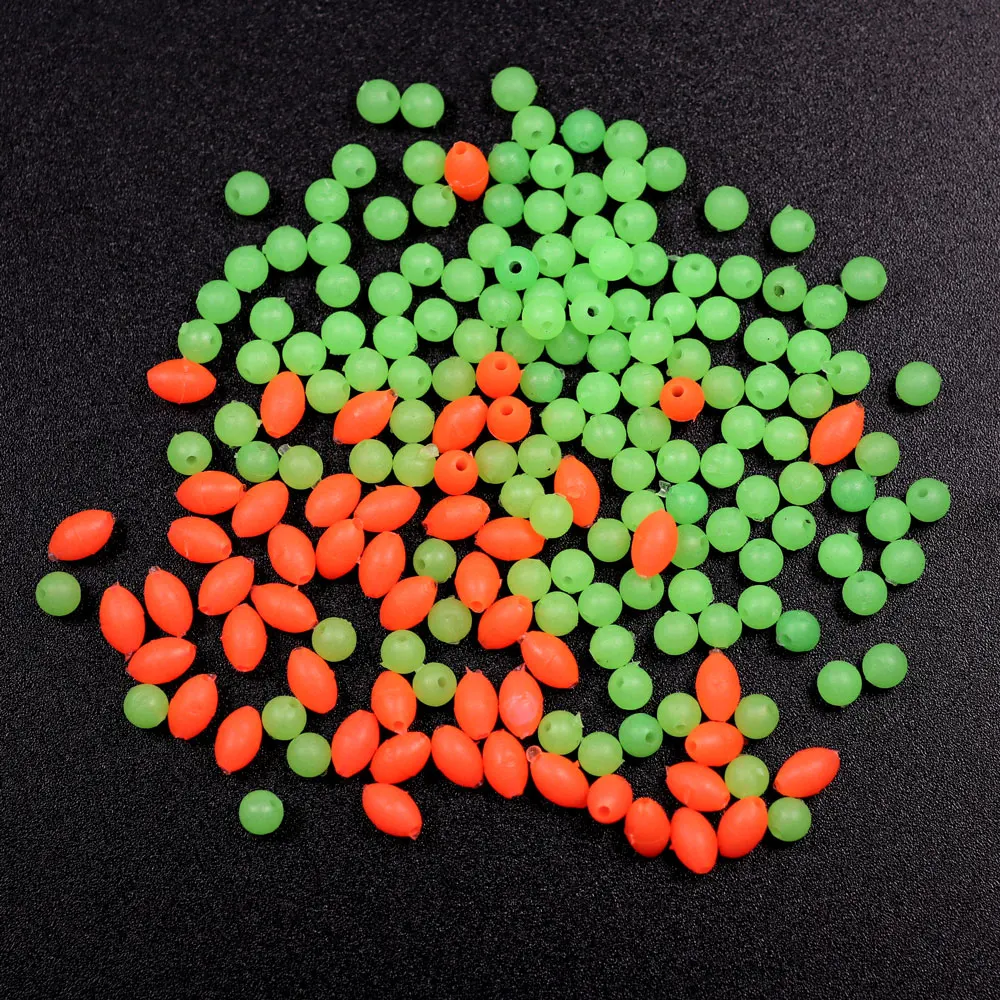 100PCS Oval Weiche Gummi Leuchtende Angeln Perlen Glow Sinking Perlen Für Drillinge Angeln Rigs Grün Rot Angeln Köder angelgerät – Detail 5
