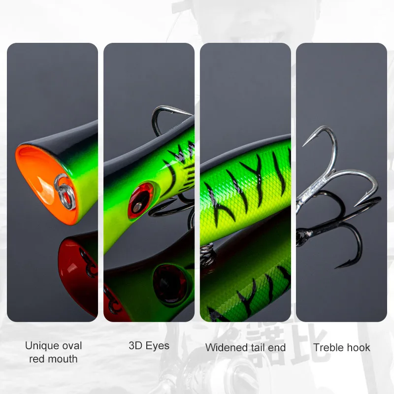 Noeby-Big Game Popper Fishing Lure, Artificial Hard Bait, Topwater Popper Wobbler, Saltwater GT Tuna Sea Fishing Lure 200mm 116g