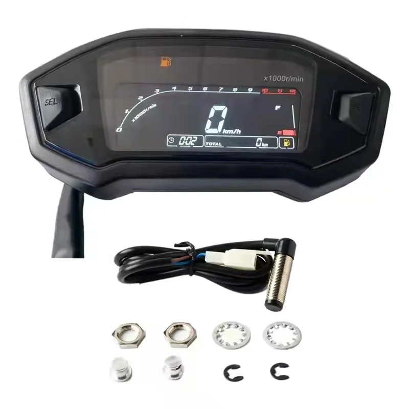 Universal Motocicleta Velocímetro Digital, Odemeter Digital, Tacômetro, Macaco M3 Ajustável, VA Display LCD, 12000RPM