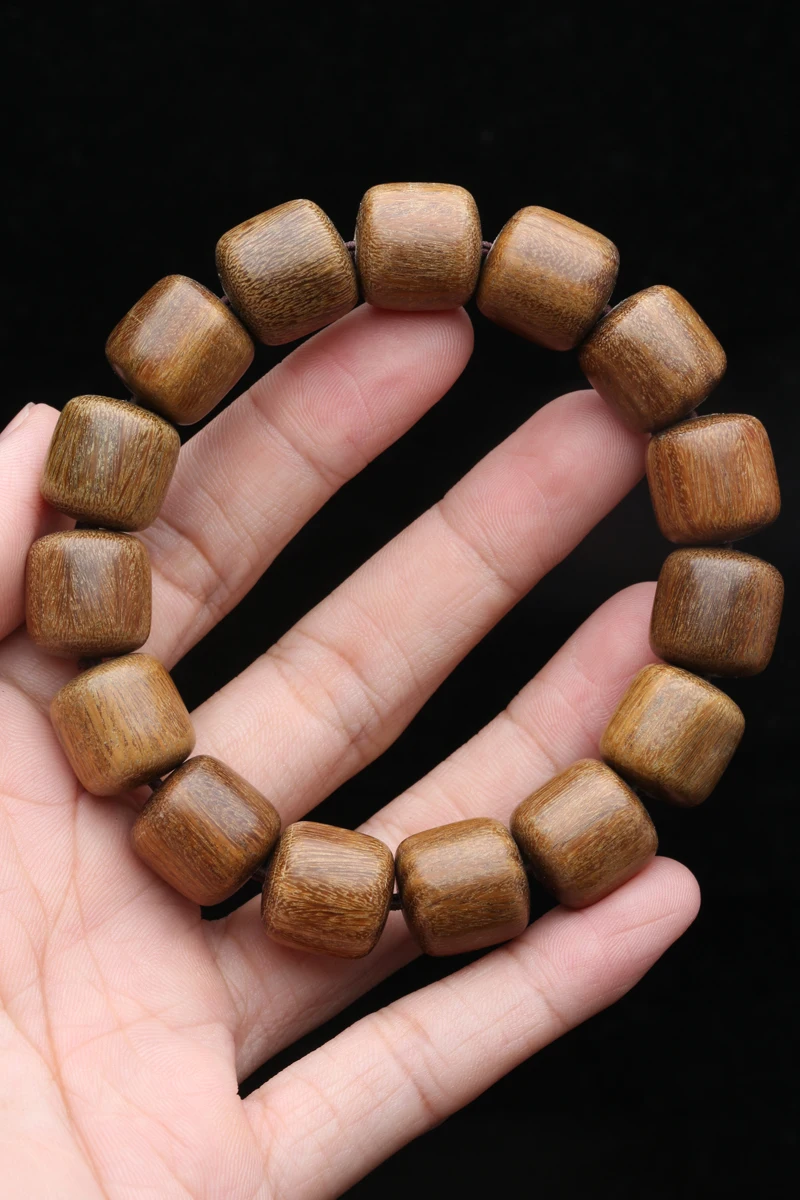 Natural sandalwood Tibetan six-character mantra Tibetan Buddhist prayer wheel bracelet 15mm unisex Yoga Zen