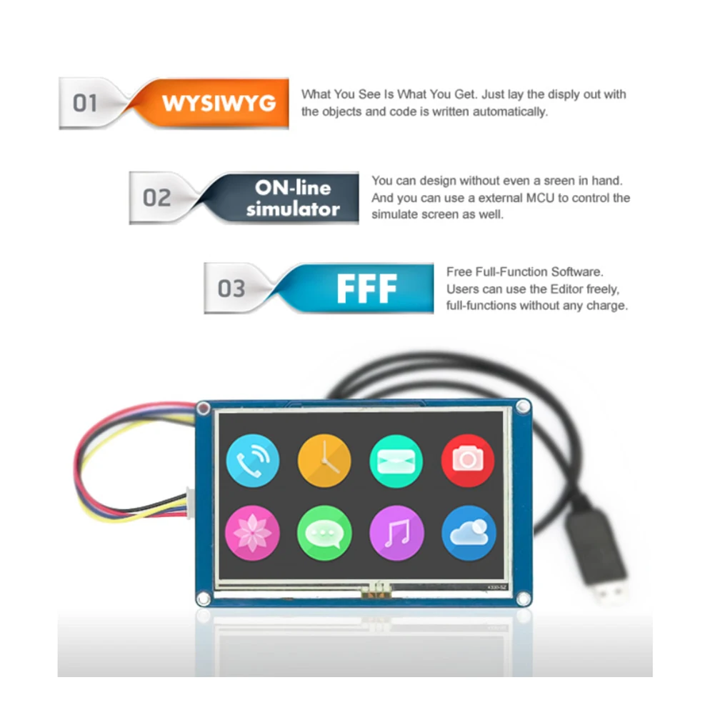 Nextion 2.4 ''UART HMI Modulo Display LCD Intelligente NX3224T024 Touch Screen Resistivo da 2.4 Pollici per Arduino Raspberry Pi ESP8266