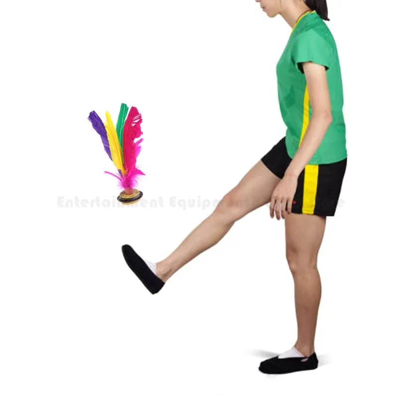 6pcs Colorful Feathers Kick Shuttlecock Chinese Jianzi Foot Sports Outdoor Toy Game