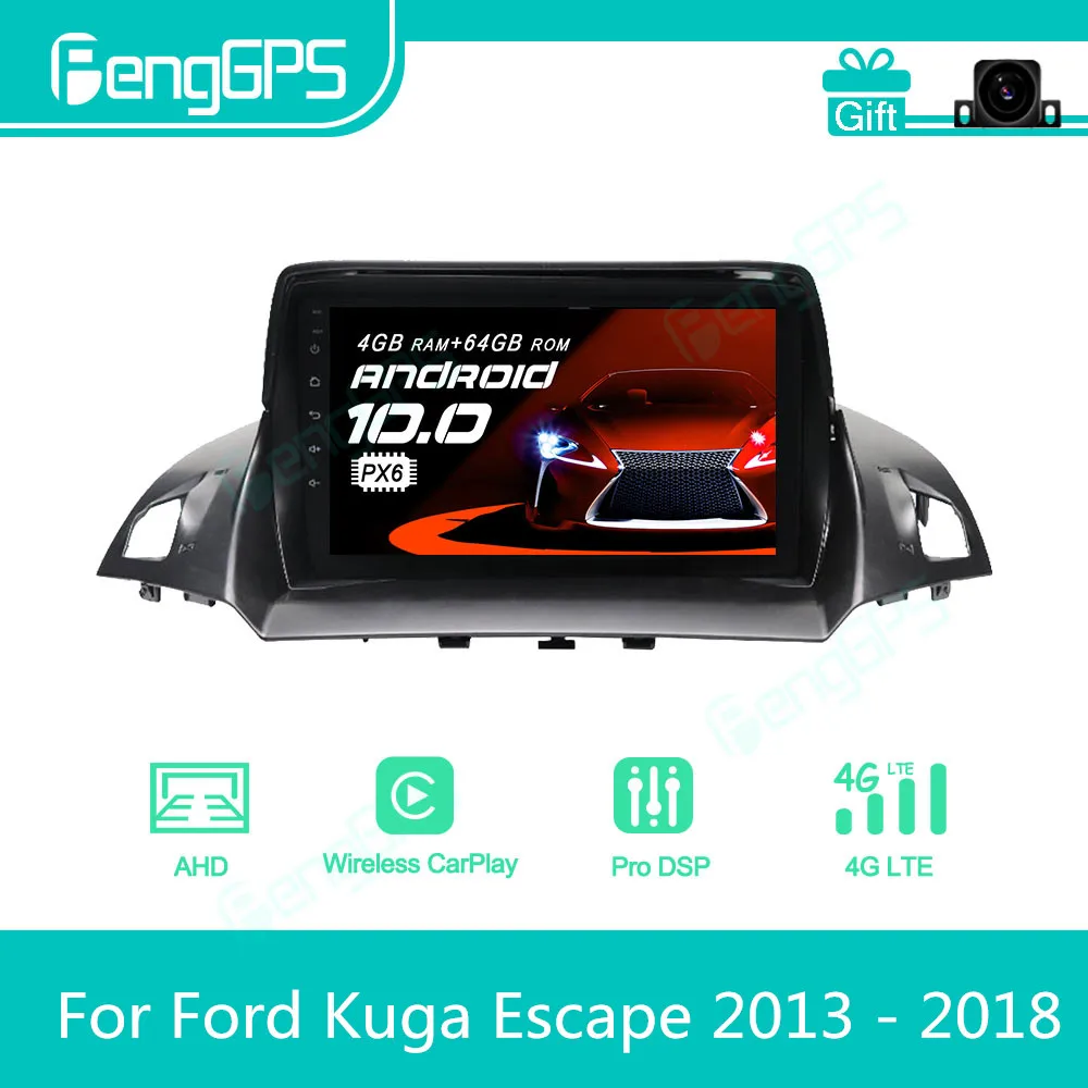 For Ford Kuga Escape 2013 - 2018 Android Car Radio Stereo Multimedia Player 2 Din Autoradio GPS Navigation PX6 Unit Screen