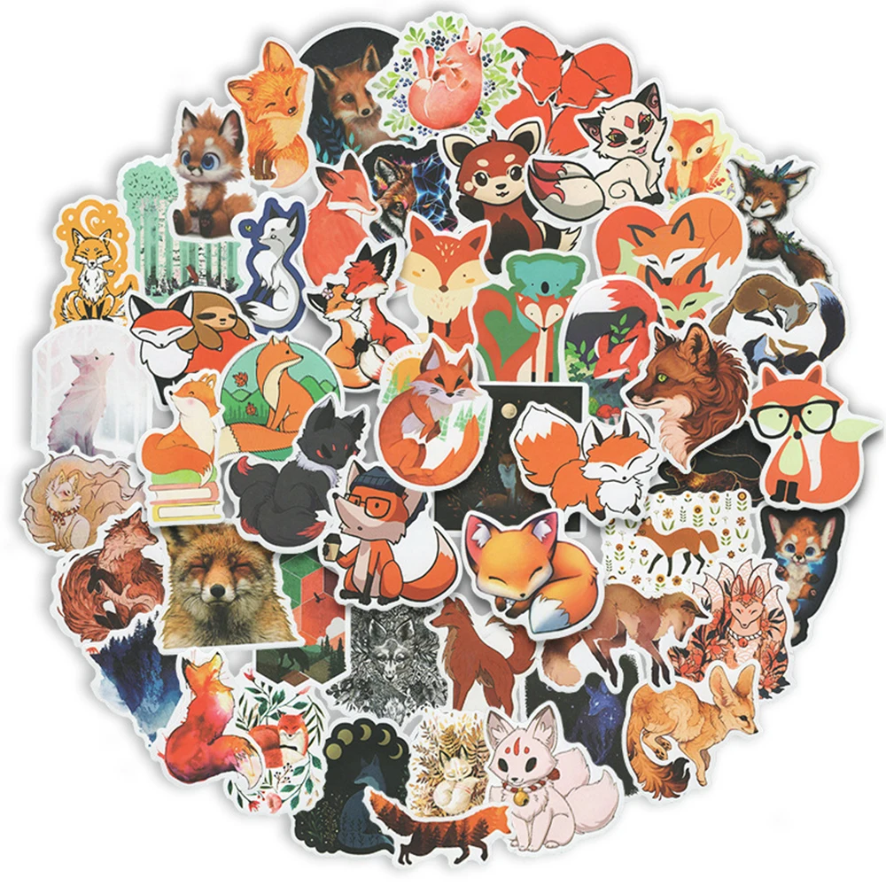 10/30/50PCS Cartoon Fox Sticker Animal For Suitcase Notebook Skateboard Fridge Laptop Classic Toy Decals Graffiti Sticker F3