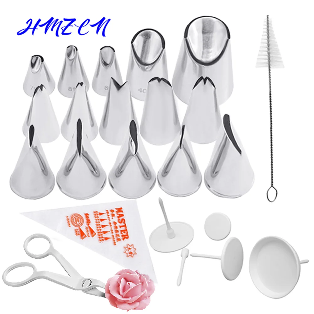 

31PCS Russian Flower Icing Piping Nozzles Stainless Steel Flower Cream Pastry Tips Nozzles Bag Cupcake Cake Decorating Tools