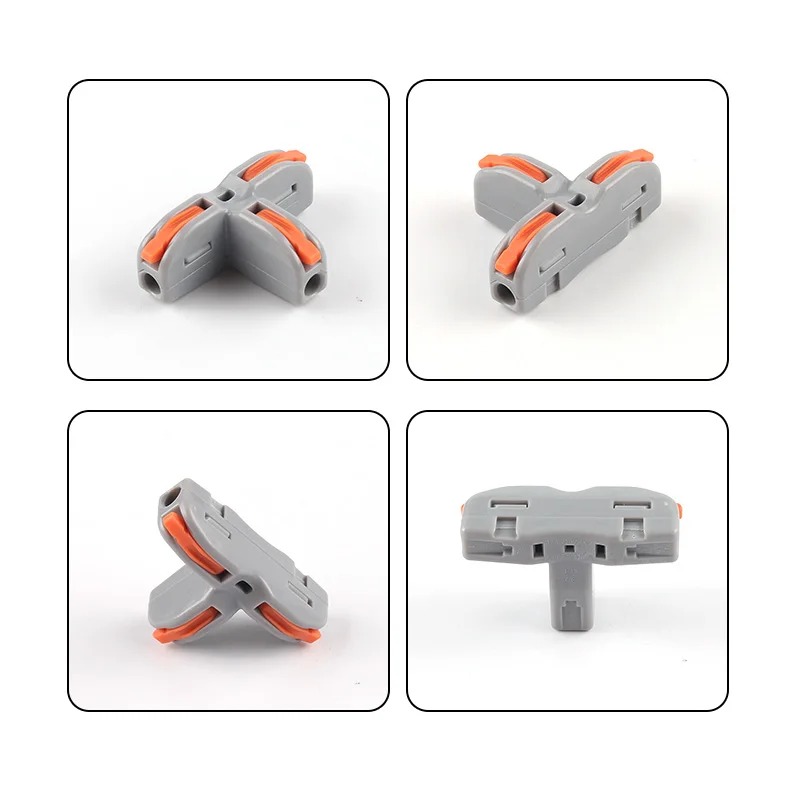 10 PCS T-Type Universal Compact Push-in Quick Wire Connector Quick Distribution Terminal Copper Clip Home Main Power splitter