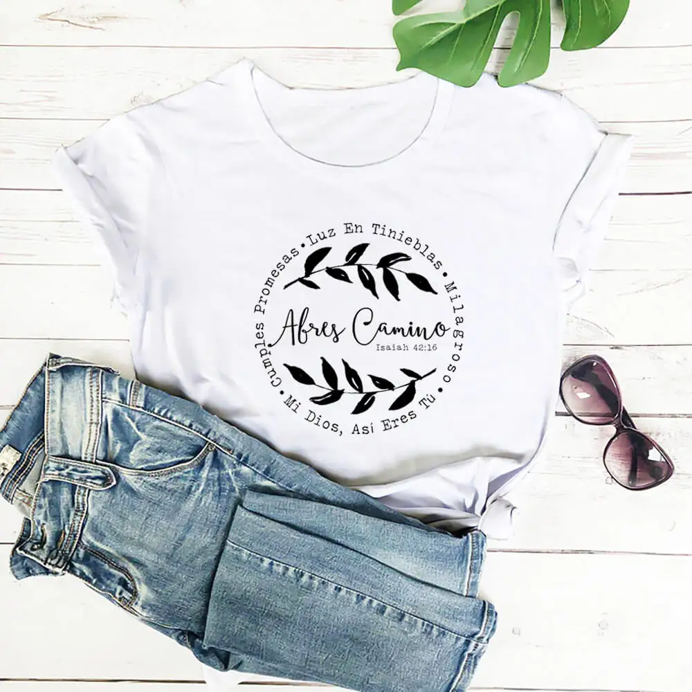 Spanish Waymaker Christian 100%Cotton Printed Women Tshirt Mexican Summer Casual O-Neck Short Sleeve Top Faith Shirt Spanish Tee