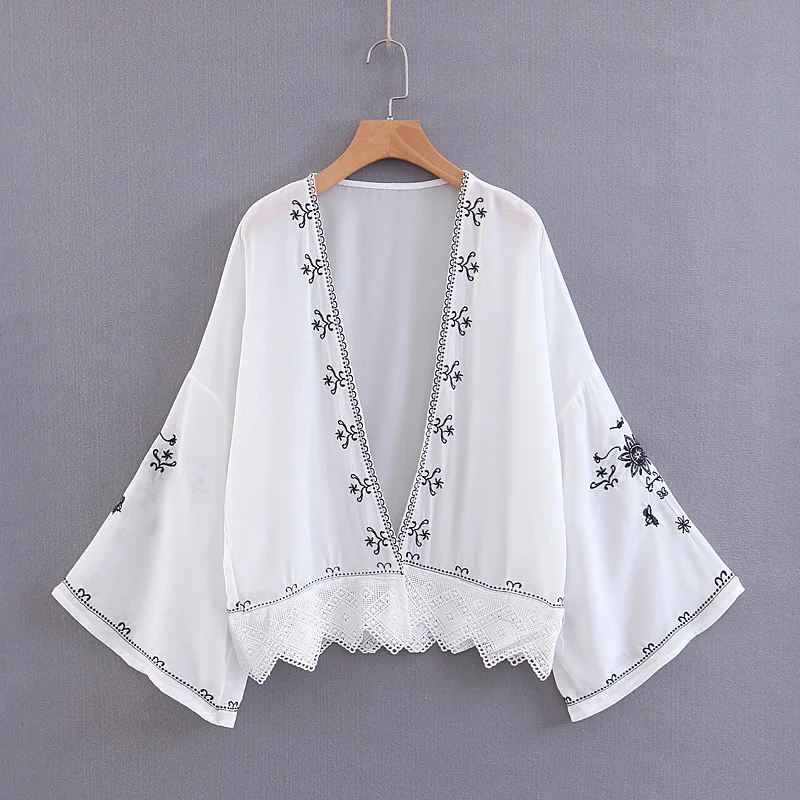 

Women'S Clothing Summer 2020 Beach Kimono Cardigan Embroidery Vintage Casual Loose Blouse And Top Women Boho Large Tunics DD2460